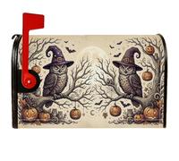 Housses de boîte aux lettres magnétiques en forme de hibou, motif citrouilles rustiques, Halloween, orange, pour décoration de porte d'entrée, 53,3 x 64,9 cm