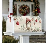Housses de boîte aux lettres magnétiques en forme de hibou - Ornements rustiques de Noël - Branches de pin - Pour décoration de cour avant - 45,7 x 53,3 cm