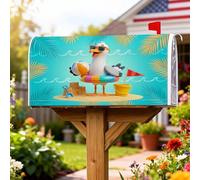 Housses de boîte aux lettres magnétiques en forme de mouette côtière, espièglerie, château de sable, décorations pour extérieur et jardin, 53,3 x 64,9 cm