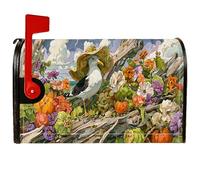 Housses de boîte aux lettres magnétiques en forme de mouette côtière, fleurs d'automne rustiques, citrouilles, orange automne, couverture de boîte aux lettres pour décoration extérieure, jardin, cour