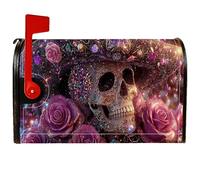 Housses de boîte aux lettres magnétiques en forme de tête de mort, roses artistiques festives, bijoux d'Halloween, protection pour boîte aux lettres pour décoration de maison et de jardin, 53,3 x 64,9
