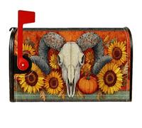 Housses de boîte aux lettres magnétiques en forme de tête de mort, tournesol d'automne rustique, citrouille, orange pour décoration de porte d'entrée, 53,3 x 64,9 cm