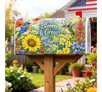 Housses de boîte aux lettres magnétiques en forme de tournesol, motif colibri, pour décoration de jardin, terrasse, 53,3 x 64,9 cm