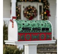 Housses de boîte aux lettres magnétiques en forme de train, étoiles festives, houx, Noël, pour décoration de pelouse, 45,7 x 53,3 cm, vert