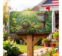 Housses de boîte aux lettres magnétiques en forme d'escargot, libellule fantaisie, coccinelle, printemps vert, couverture décorative pour boîte aux lettres avant de cour, 53,3 x 64,9 cm