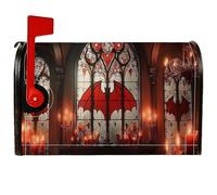 Housses de boîte aux lettres magnétiques en verre teinté gothique effrayant pour Halloween, décoration extérieure, jardin, cour, 45,7 x 53,3 cm