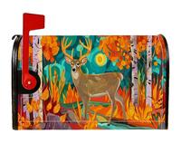 Housses de boîte aux lettres magnétiques motif cerf, automne, nature, arbres, soleil, automne, orange, pour décoration de cour avant, 45,7 x 53,3 cm