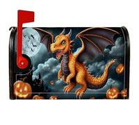 Housses de boîte aux lettres magnétiques motif dragon, citrouille, lune, Halloween, orange, protection pour boîte aux lettres pour extérieur, jardin, cour, 45,7 x 53,3 cm