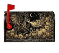Housses de boîte aux lettres magnétiques motif dragon, citrouilles rustiques, lune, Halloween, noir, pour décoration de cour avant, 53,3 x 64,9 cm