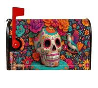 Housses de boîte aux lettres magnétiques, motif tête de mort, fleurs festives, oiseaux, Halloween, multicolore, décoration de jardin, cour, 45,7 x 53,3 cm