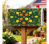 Housses de boîte aux lettres magnétiques oranges, motif citron et papillon d'été vert pour décoration de porte d'entrée, 45,7 x 53,3 cm