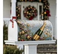 Housses de boîte aux lettres magnétiques pour bouteille de champagne, branches de pin festives de Noël, baies rouges, décorations extérieures pour extérieur, cour, 53,3 x 64,9 cm