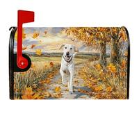 Housses de boîte aux lettres magnétiques pour chien, feuilles d'automne naturelles, chemin, automne, jaune, pour décoration de jardin, terrasse, 45,7 x 53,3 cm