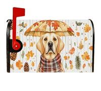 Housses de boîte aux lettres magnétiques pour chien - Motif feuilles de parapluie rustique d'automne - Orange - Pour décoration de cour avant - 45,7 x 53,3 cm