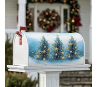 Housses de boîte aux lettres magnétiques pour décoration de jardin, cour, motif sapins de Noël, étoiles dorées dorées, 45,7 x 53,3 cm