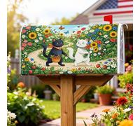 Housses de boîte aux lettres magnétiques pour décoration de jardin et de terrasse, motif chats, fleurs fantaisistes, papillons, printemps vert, 45,7 x 53,3 cm