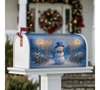 Housses de boîte aux lettres magnétiques pour décoration de jardin et extérieur, motif bonhomme de neige, motif réverbère, fleurs de rue, bleu d'hiver, 45,7 x 53,3 cm