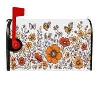 Housses de boîte aux lettres magnétiques pour décoration de jardin, terrasse, 45,7 x 53,3 cm, fleurs fantaisistes, feuilles, orange