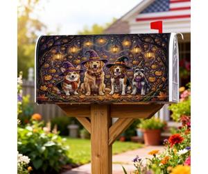 Housses de boîte aux lettres magnétiques pour décoration de maison et de jardin Motif citrouilles et chapeaux d'Halloween Orange 45,7 x 53,3 cm