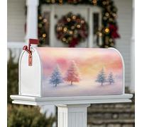 Housses de boîte aux lettres magnétiques pour décoration de pelouse, motif sapins, hiver, serein, neige, ciel, hiver, bleu clair, 45,7 x 53,3 cm