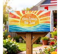 Housses de boîte aux lettres magnétiques pour décoration de pelouse, motif vagues vibrantes, ciel d'été, jaune, 45,7 x 53,3 cm