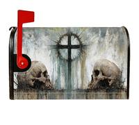 Housses de boîte aux lettres magnétiques pour décoration de porte d'entrée, motif tête de mort, croix foncée, gothique, pointes noires, pour Halloween, 53,3 x 64,9 cm