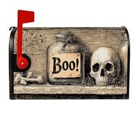 Housses de boîte aux lettres magnétiques pour décoration de porte d'entrée, motif tête de mort, Halloween vintage, 45,7 x 53,3 cm