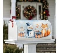 Housses de boîte aux lettres magnétiques pour décoration extérieure Motif bonhomme de neige renard d'hiver Bleu 45,7 x 53,3 cm