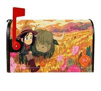 Housses de boîte aux lettres magnétiques pour fille, motif vache des Highlands fantaisie, fleurs d'automne orange saisonnier, pour décoration de porte d'entrée, 53,3 x 64,9 cm