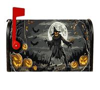 Housses de boîte aux lettres magnétiques pour Halloween - Citrouille effrayante lune Halloween - Orange - 45,7 x 53,3 cm