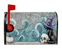 Housses de boîte aux lettres magnétiques pour Halloween, motif tête de mort, citrouille, Halloween, noir, pour décoration de jardin extérieur, 53,3 x 64,9 cm