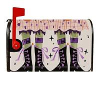 Housses de boîte aux lettres magnétiques pour Halloween - Rubans violets fantaisistes - Étoiles noires - Protection pour boîte aux lettres pour extérieur, jardin, cour - 45,7 x 53,3 cm
