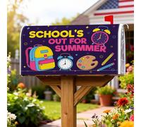 Housses de boîte aux lettres magnétiques pour sac à dos, palette d'horloge ludique, couverture d'été violette pour décoration de porte d'entrée, 53,3 x 64,9 cm