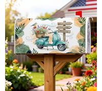 Housses de boîte aux lettres magnétiques pour scooter, rustique, vintage, fleurs sauvages, oiseaux, printemps, turquoise, 45,7 x 53,3 cm