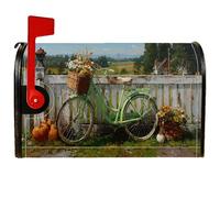 Housses de boîte aux lettres magnétiques pour vélo, fleurs rustiques, citrouilles, vert automne, pour décoration de cour avant, 45,7 x 53,3 cm