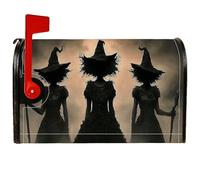 Housses de boîte aux lettres magnétiques, silhouettes de chapeaux gothiques effrayants pour Halloween, décoration de jardin, 53,3 x 64,9 cm, noir