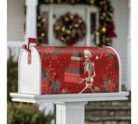 Housses de boîte aux lettres magnétiques squelette, cadeaux festifs d'Halloween, fleurs d'Halloween, boîtes aux lettres rouges pour décoration de jardin, cour, 53,3 x 64,5 cm
