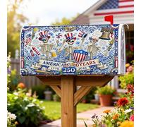 Housses de boîte aux lettres magnétiques squelette, chapeau haut-de-forme de feu d'artifice patriotique festif du 4 juillet, couvertures de boîte aux lettres pour l'extérieur pour la maison et le