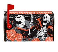 Housses de boîte aux lettres magnétiques squelette gothique, vintage, roses, chauves-souris, pour Halloween, décoration de jardin, cour, 53,3 x 64,5 cm