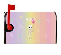 Housses de boîte aux lettres magnétiques squelette, Halloween, feuilles de ballons ludiques, Halloween, arc-en-ciel pastel, pour décoration de cour avant, 45,7 x 53,3 cm