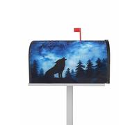 Housses de boîte aux Lettres magnétiques, Taille Standard 53 x 64 cm, Motif Loup, étoiles, Ciel Bleu Nuit, décoration pour Jardin, Cour, Maison, extérieur