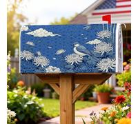 Housses de boîte aux lettres magnétiques traditionnelles et élégantes en forme de nuage de chrysanthème - Pour extérieur - Décoration de jardin et de terrasse - 53,3 x 64,9 cm - Bleu