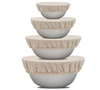 Housses de Bol en Tissu Réutilisables | 4 Pièces De Couvertures Élastiques En Tissu Pour Bols - Couvercles En Épaissi Pour Restes,Pour Aliments Pâte À Salade De Fruits Restes Service Cuisine Piq