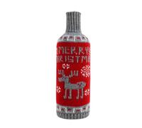 Housses de bouteille de vin tricotées de Noël pour décoration de table de vacances avec motifs classiques de renne/arbre