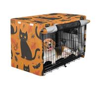 Housses de cage pour chiens et chiots - Housse de cage en fil métallique - Store enrouleur - Motif tête d'Halloween - Motif chat noir