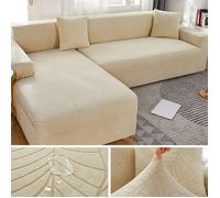 Housses de canap Jacquard paisses housse de canap solide protecteur en forme de L housses de banc 3 sige Beige mul HOUSSE DE CANAPE