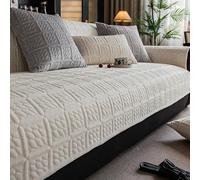 Housses de canapé antidérapantes, Housses de canapé d'angle en Velours Lait Doux en Forme de L, Protection de mobilier Lavable pour Animaux de Compagnie et Enfants White 90x120cm/36x47in