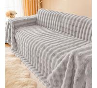 Housses de canapé antidérapantes, Housses de canapé moelleuses, Protection de Meubles Lavable, pour canapé 3 Places, Enfants, Chiens, Animaux domestiques(Light Gray,180x260cm)