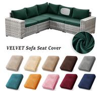 Housses de canapé de Patio douces en velours, housses sectionnelles extensibles, housse de coussin de siège amovible pour décoration extérieure de jardin et de maison Peacock Blue