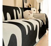 Housses de canapé en Chenille Douce, Housse de canapé Qui Sert également Housse Protection Meubles Durable, antisalissure et Anti-Rayures Black 180 * 380cm